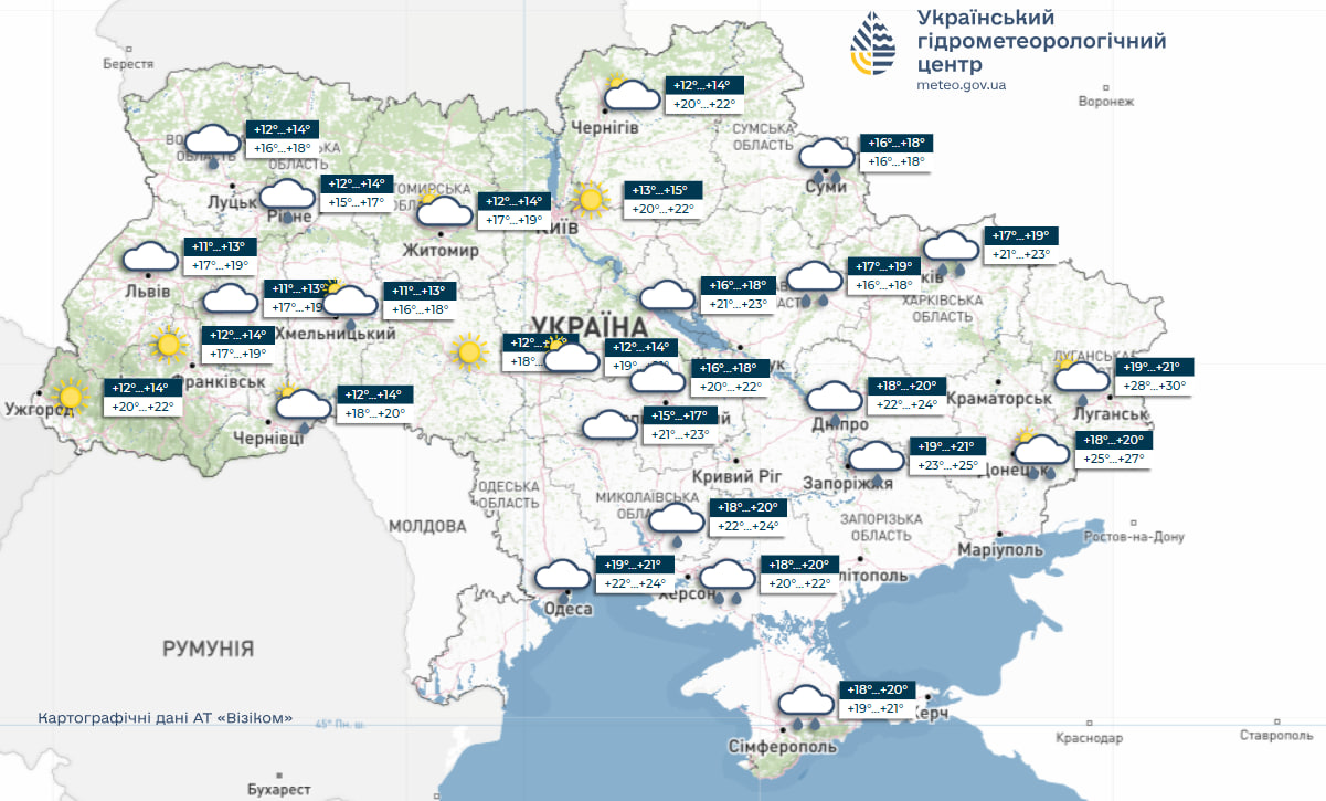 На зміну спеці прийдуть мінлива хмарність та літні дощі: прогноз погоди на тиждень (карти)