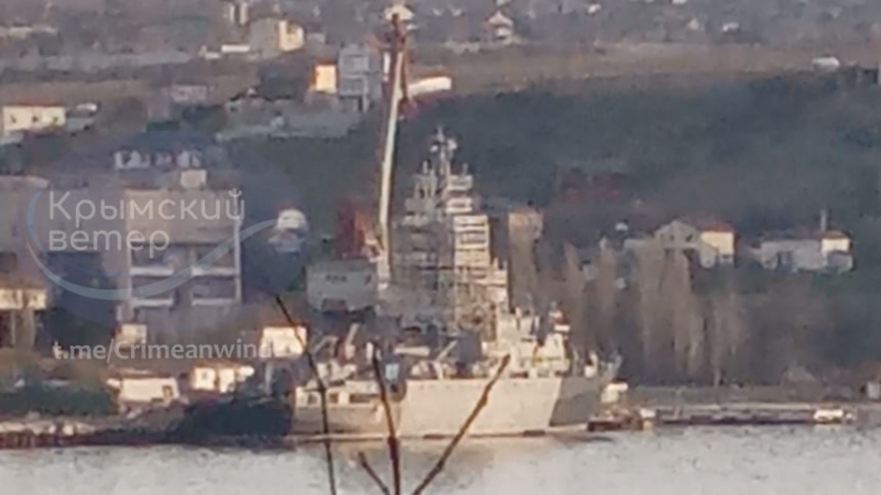Russian reconnaissance ship spotted in occupied Ukrainian Sevastopol with heavy battle damage