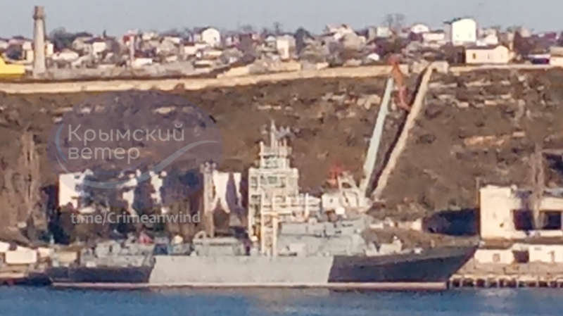 Russian reconnaissance ship spotted in occupied Ukrainian Sevastopol with heavy battle damage