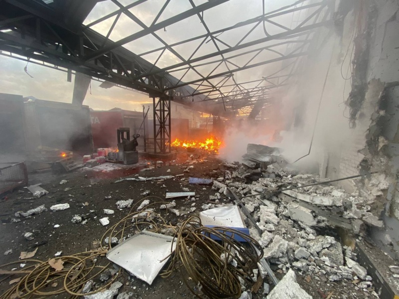Russia attacks delivery service depot in Kharkiv three times within day using drones
