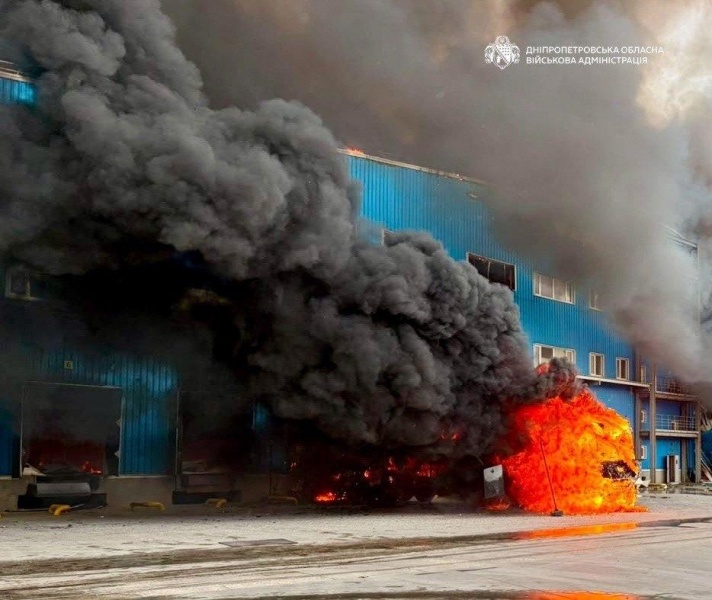Dnipro hit in Russian attack, major logistics warehouse burns