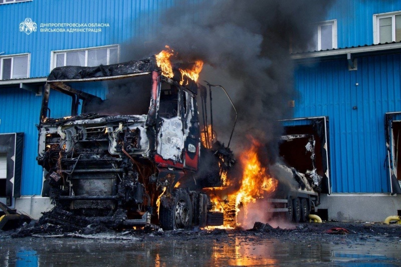 Dnipro hit in Russian attack, major logistics warehouse burns
