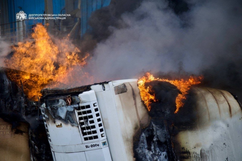 Dnipro hit in Russian attack, major logistics warehouse burns