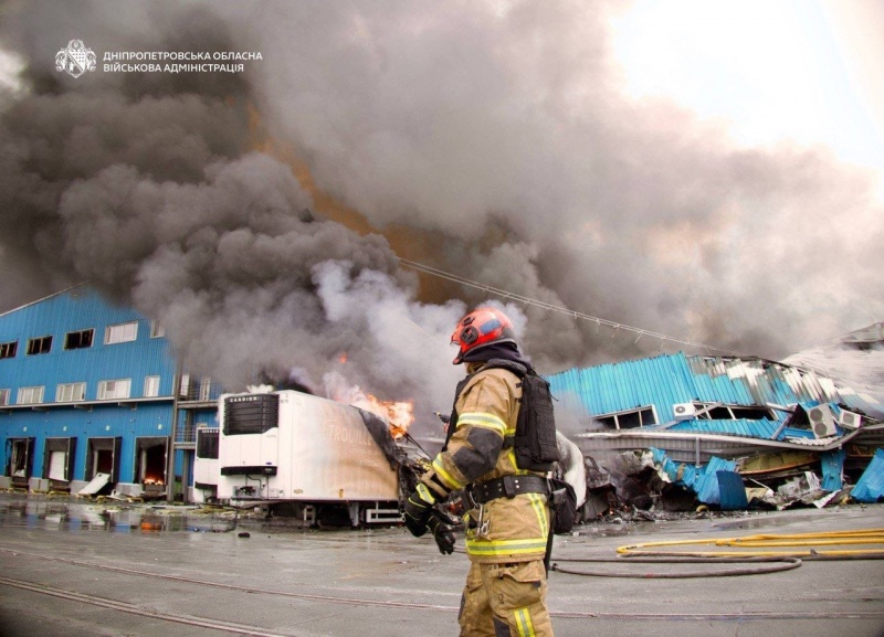 Dnipro hit in Russian attack, major logistics warehouse burns