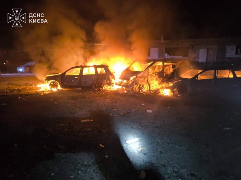 Emergency service shows aftermath of overnight Russian attack on Kyiv