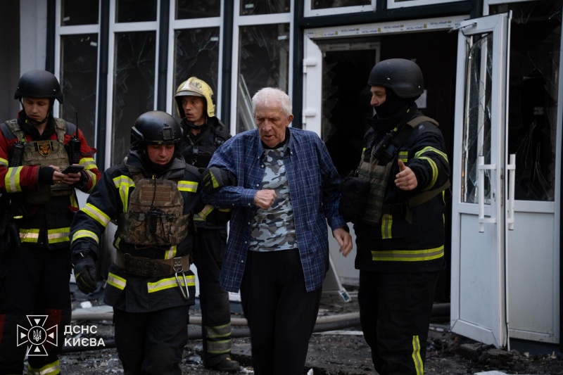 Three people injured in Russian strike on Kyiv high-rise: Footage of aftermath