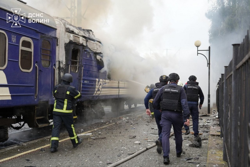 Russia strikes passenger train in Ukraine's Lutsk: Footage
