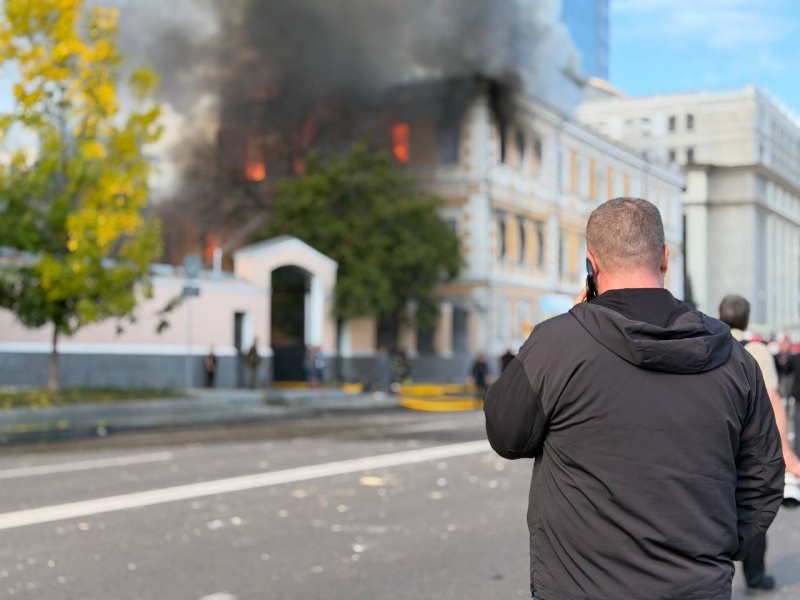 Russian drone strikes National Academy of Sciences building in central Kyiv