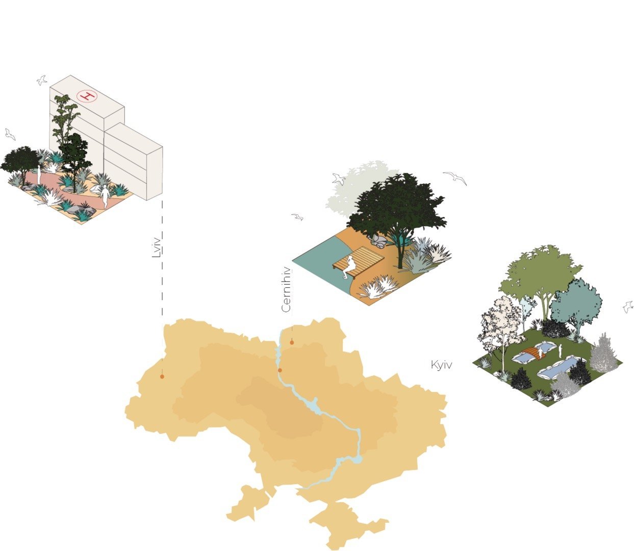 Для ветеранів у Києві хочуть облаштувати терапевтичний сад у скандинавському стилі: фото