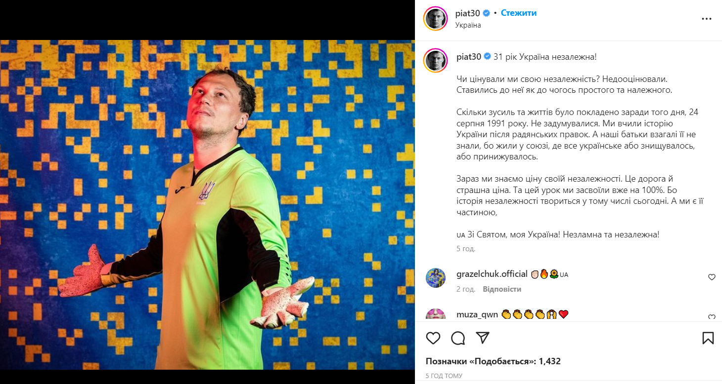 "З Днем незалежності, рідненька!". Як спортивний світ Україну зі святом вітав