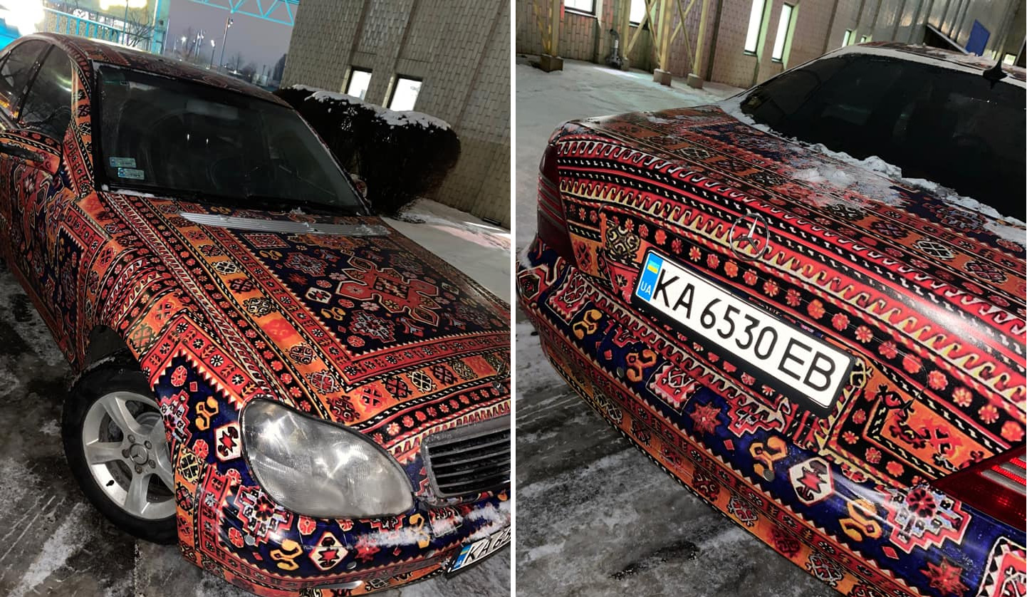 Ковер-Мерседес: по Киеву ездит Mercedes S-класса с кузовом в коврах