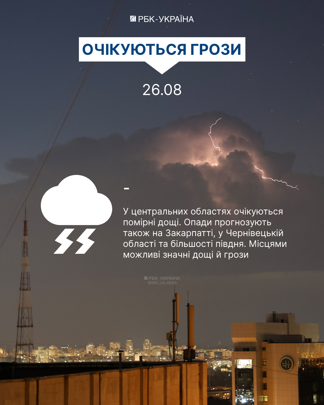 На Україну насувається негода: де чекати грозу 26 серпня