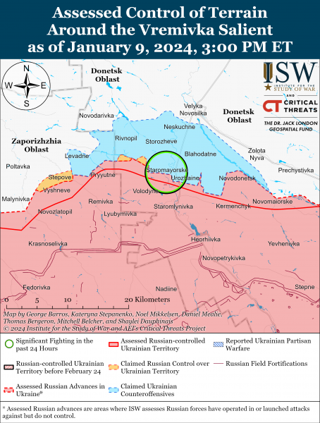 По всей линии фронта идут позиционные бои, РФ стягивает военные средства в Крым: карты ISW