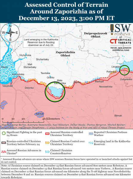 ВСУ отразили более 50 российских атак в районе Авдеевки: карты боев ISW