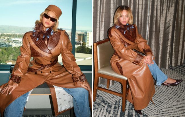 Бейонсе у шкіряному тренчі: одна несподівана деталь змінює стиль до невпізнання