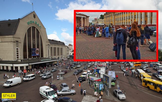 У Києві біля метро "Вокзальна" стався колапс: сотні людей стоять у черзі (фото)