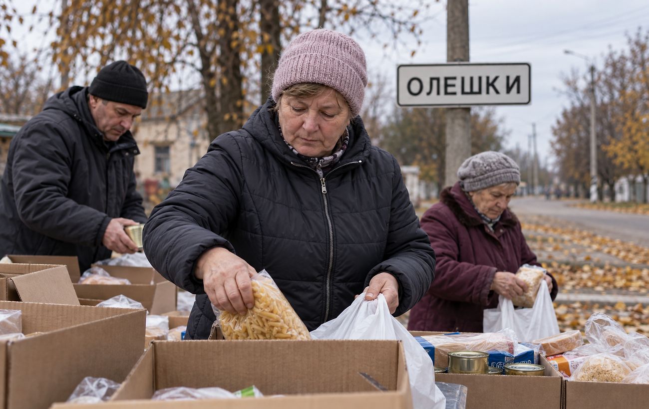 Олешки вторично получили почти 4 тонны гуманитарной помощи | РБК Украина