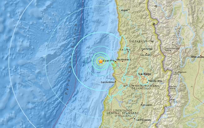 Біля берегів Чилі стався землетрус магнітудою 5,9