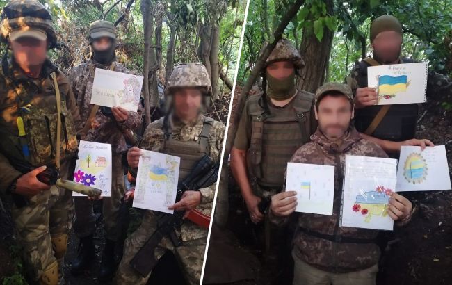 Школярі з Київської області передали дитячі малюнки захисникам на передову