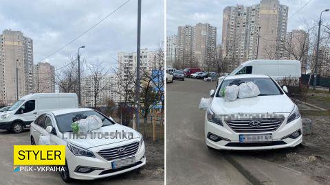 В Киеве проучили "героя парковки" из-за которого мусор не могли вывезти пять раз (фото)