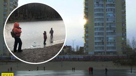 У Києві активізувалися безстрашні батьки: вони пускають дітей на лід у +7 (фото)