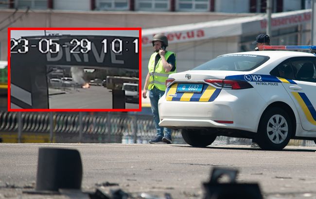 Сбитая ракета чуть не попала в маршрутку в Киеве: видео опасного момента