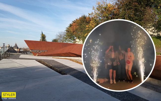 Во Львове девушки устроили вечеринку на мемориале Героев Небесной сотни (видео)