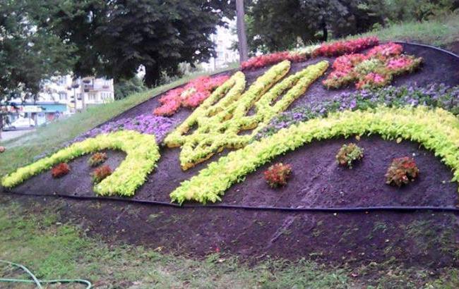 Ко Дню Независимости в Киеве высадили клумбу с национальной символикой