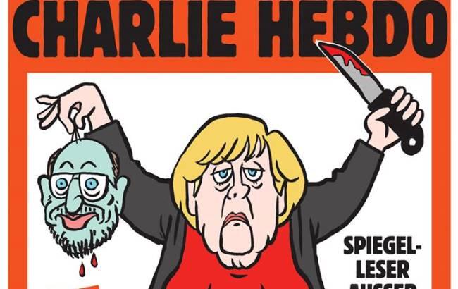 Charlie Hebdo розмістив на обкладинці канцлера Німеччини з закривавленою головою Шульца