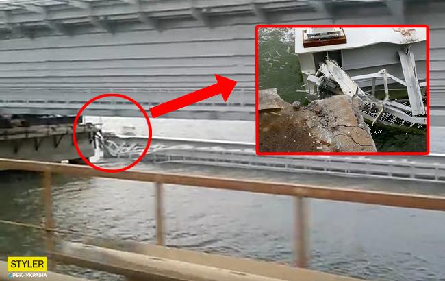 Винен домкрат: у мережі з'явилися фото обвалення Керченського мосту