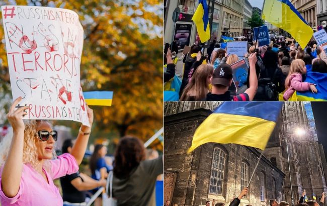 Ракетний терор РФ вивів на мітинги на підтримку України тисячі людей у різних країнах: фото і відео