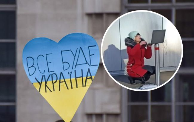 В Киеве учительница провела урок посреди заснеженной улицы: видео, которое трогает до слез