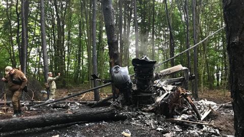 Появились фото с места катастрофы военного вертолета
