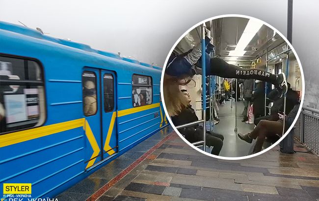 В метро Киева отожгла пассажирка: показала мастер-класс мужчинам (видео)