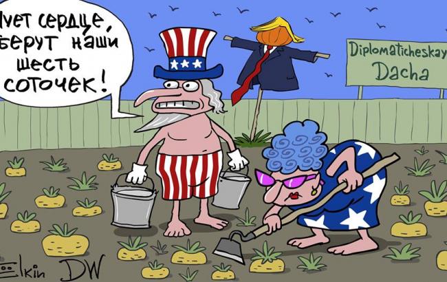 Відомий карикатурист висміяв "дачні" санкції РФ проти США