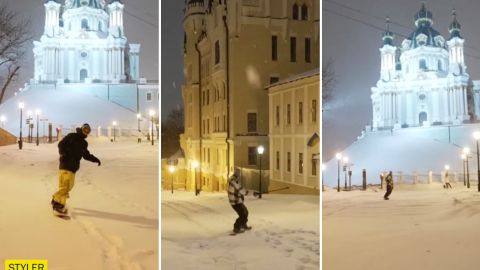 Зачем ехать в Карпаты? Видео со сноубордистами в центре Киева восхитило украинцев