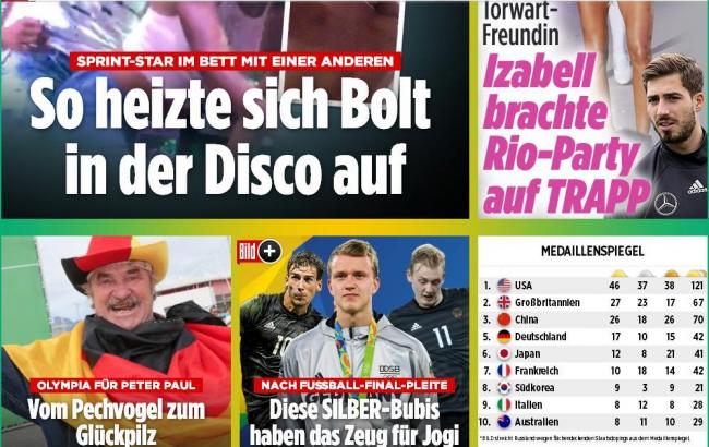 Немецкое издание Bild убрало Россию из медальной таблицы Олимпиады 2016