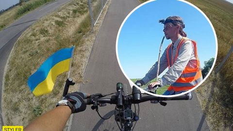 Українець здивував досягненням: проїхав майже 600 км на велосипеді, граючи на сопілці гімн України