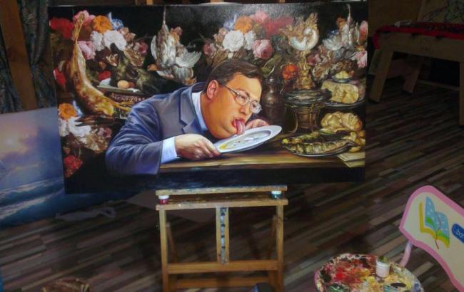 "Лизоблюдство": Онищенко продал Добкину картину с облизывающим тарелку мужчиной