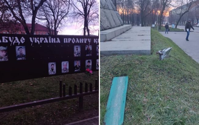В Умані вандали пошкодили стелу українським воїнам, загиблим на Донбасі: нічого святого