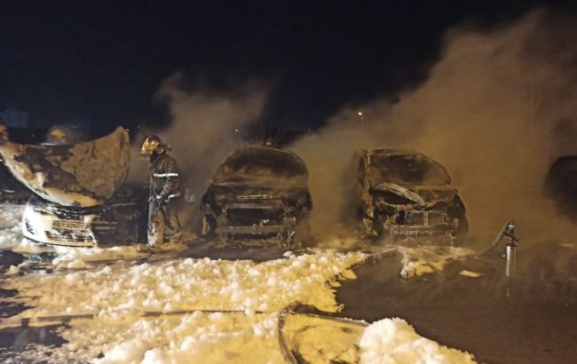 Под Харьковом ночью сожгли три автомобиля, возбудили дело