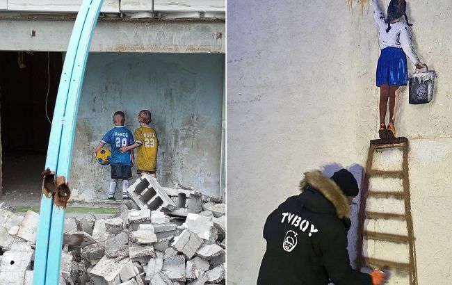 В Буче и Ирпене появились граффити итальянского художника TvBoy, который "посадил" Путина