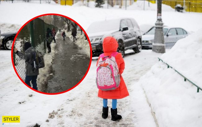 У Києві діти змушені добиратися в школу "по паркану" (відео)