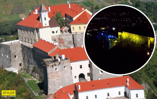 В Мукачево замок "Паланок" подсветили цветами флага Украины: впечатляющие фото