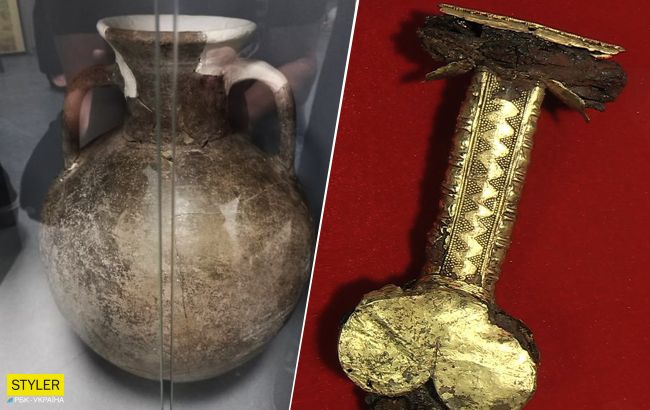 Скіфські золоті прикраси і меч-акінак: на Запоріжжі показали артефакти з кургану "Мамай-Гора"