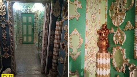 Пенсионер превратил подъезд в Киеве в настоящий Версаль: лепнина, позолота и много картин