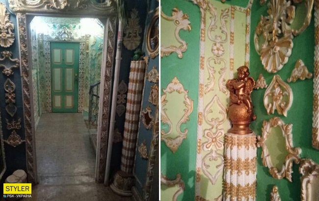 Пенсіонер перетворив під'їзд в Києві на справжній Версаль: ліпнина, позолота і багато картин