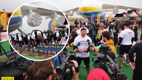 Українські атлети перетягнули літак "Мрію" та встановили світовий рекорд: фото досягнення