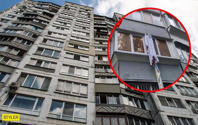 У Києві чоловік зірвався з балкона, намагаючись втекти по простирадлу (фото)