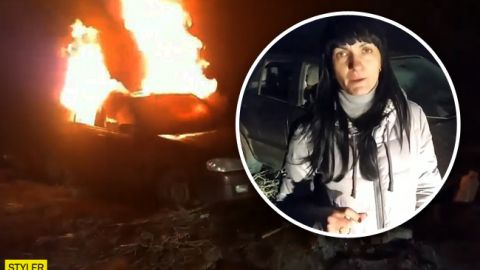 Украинка на камеру сожгла свое авто из-за Зеленского: поступок безысходности